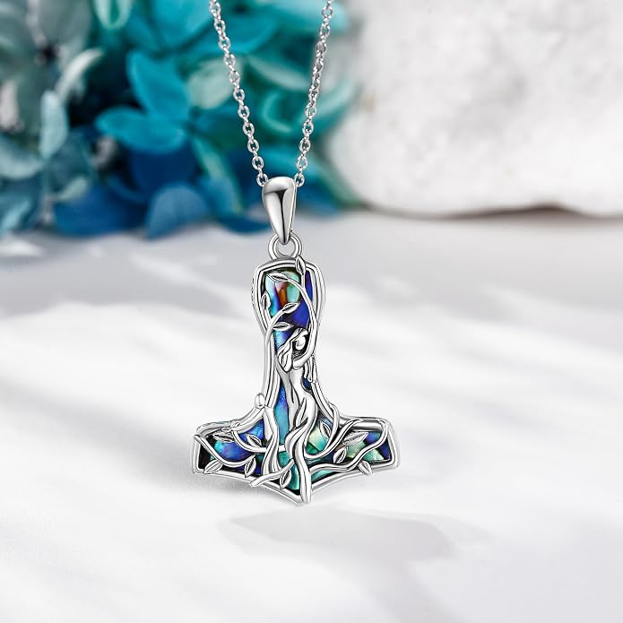 Mother Necklaces Sterling Silver Mom/Mommy of an Angel/Mom Thor Hammer/Heart Footprint Pendant Birthday Mothers Day Jewelry for Women