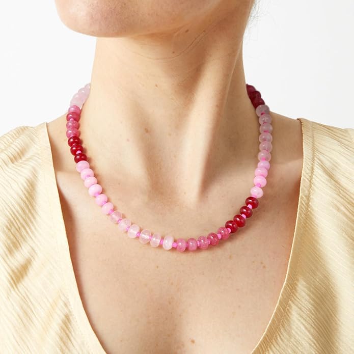 KELORIS PATH Beaded Gemstone Necklaces for Women, Boho Colorful Bead Choker Necklace, Natural Stone Handmade Summer Jewelry for Beach