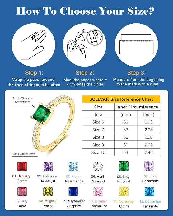 Birthstone Gold Rings for Women Non Tarnish 14K Gold Plated Stackable Cubic Zirconia Thumb Rings Dainty Cute Emerald Eternity Band Pinky Ring Engagement Wedding Promise Rings Jewelry Gifts