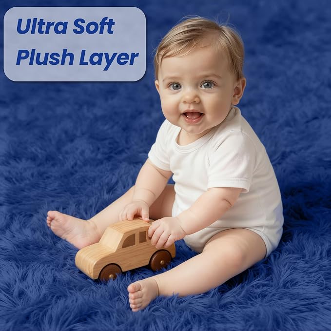5x7 Area Rug for Living Room, Ultra Soft Fluffy Shag Rugs for Bedroom, Non-Slip Large Fuzzy Plush Rug Indoor Floor Carpet for Nursery Kids Office Dorm Modern Decor, Navy Blue