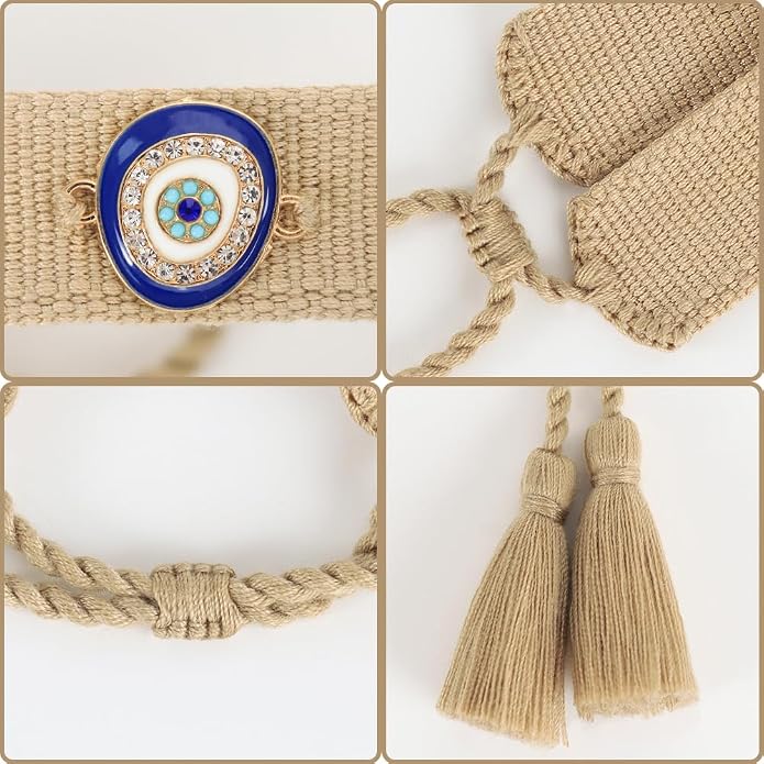 Evil Eye Woven Lover Friendship Bracelets Handmade Adjustable Tassel Friend Gift for Women An Elegant Talisman of Protection and Good Fortune