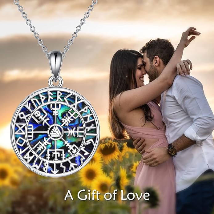 YAFEINI Sterling Silver Viking Jewelry Viking Compass Weapon Spearhead Talisman Pendant Necklace, Viking Jewelry Gift for Women Men