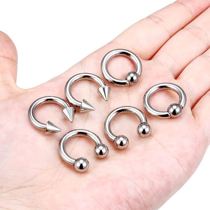 00G 0G 2G 4G 6G 8G 10G 12G 14G 16G Septum Rings Silver Black Surgical Steel Heavy Gauges Earrings Stretching kit Eyebrow Lip Septm Nose Rings Helix Tragus Daith Rook Earrings Hoops 10mm-19mm