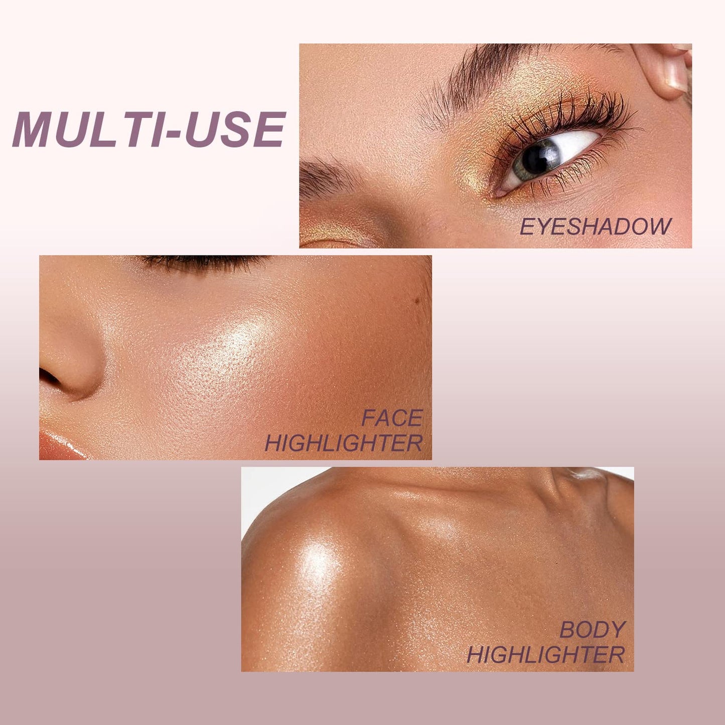 YOUNG VISION Pressed Powder Highlighter, Baked Natural Glow Contour Powder & Face Highlighter, Cruelty Free, Shimmer Highlighting Makeup for Face, Eye, Eyeshadow, Body, Skin (Brown)