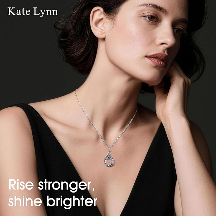 Kate Lynn "Rise From the Ashes Phoenix Necklace Made with Crystals from Austria, 18"+2" Necklace, Packaged with Jewelry Box, Birthday Gift for Women, Symbol of Luck and Renewal
