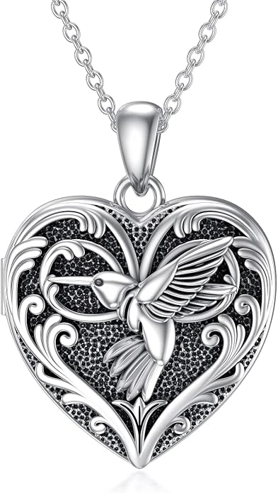 SOULMEET Personalized Silver Locket Necklace That Holds Pictures Photo Keep Someone Near to You, Memorial Custom Lockets Necklaces Letters Engraving for His Her