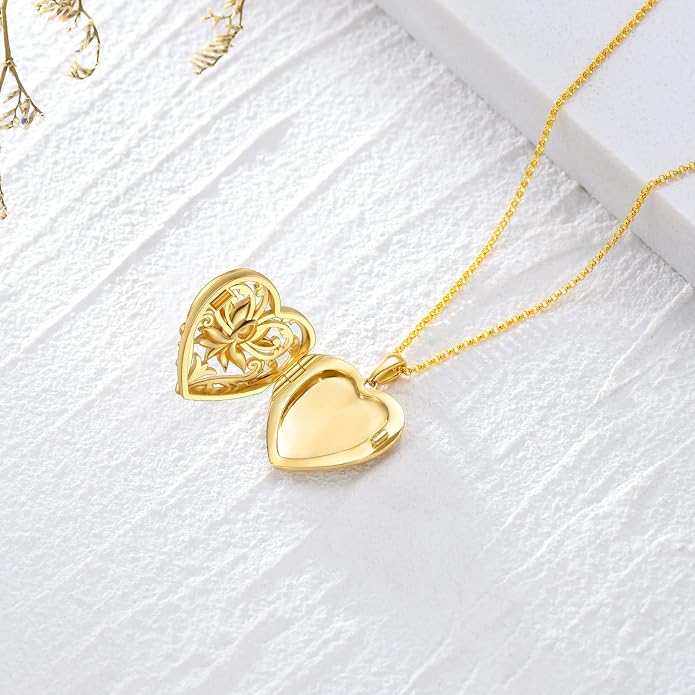 SOULMEET Personalized Silver Locket Necklace That Holds Pictures Photo Keep Someone Near to You, Memorial Custom Lockets Necklaces Letters Engraving for His Her