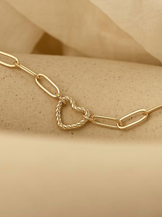 Charm Bracelet for Women Gold Trendy Non Tarnish Sideways 14K Gold Plated Simple Dainty Chain Jewelry Gift
