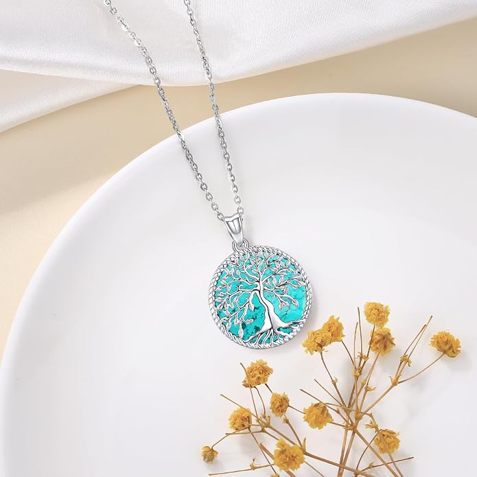 Odinstone Tree of Life Necklace, Sterling Silver Pendant for Women Family Tree Necklaces Jewelry for Mom/Wife/Grandma(With Fine Gift Box)