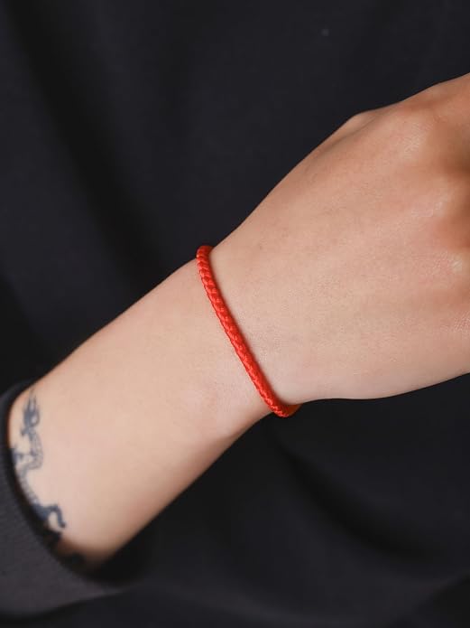 HAQUIL Red Lucky Paracord and Rope Anchor Black Leather Bracelets, Durable Unisex Braided Cord with Stainless Steel Closure