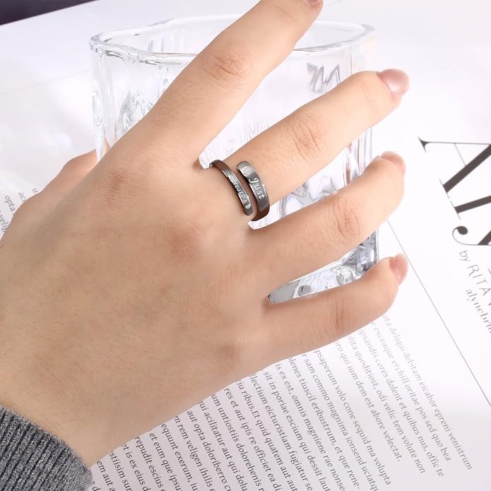 Sterling Silver Just Breathe Ring: Inspirational Encouragement Rings Adjustable Motivational Hope Jewelry Gift for Women
