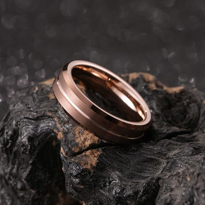 King Will Tungsten Carbide Wedding Band for Men Women-6/8/10mm Width Multicolor Available with Grooved Center Wedding Ring Suitable for Work, Gym Comfort Fit Size 4-16