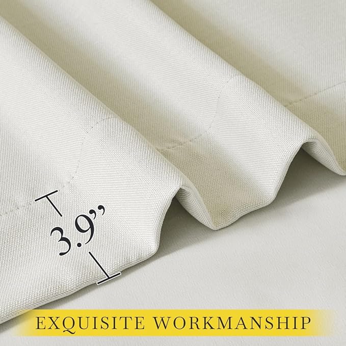 NICETOWN Thick Faux Linen Bedroom Curtains 108 inches Long, Room Darkening Dual Rod Pockets & Hook Belt Thermal Curtains Noise Dampening Drapes for Living Room, Natural, W52 x L108, 2 Panels