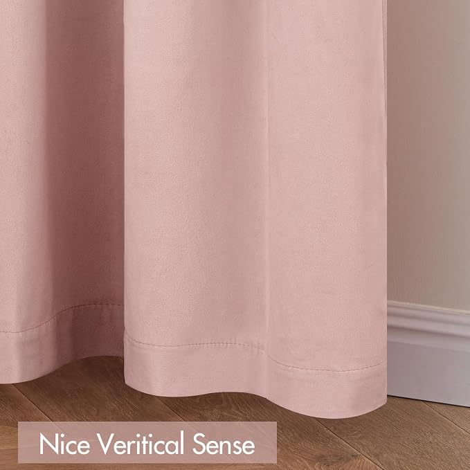 MIULEE Light Pink Blackout Velvet Curtains Drapes 84 Inch Long 52"x84" | Luxurious Bedroom Living Room Decor, Room Darkening, Thermal Insulated, Rod Pocket Design, Super Soft Fabric