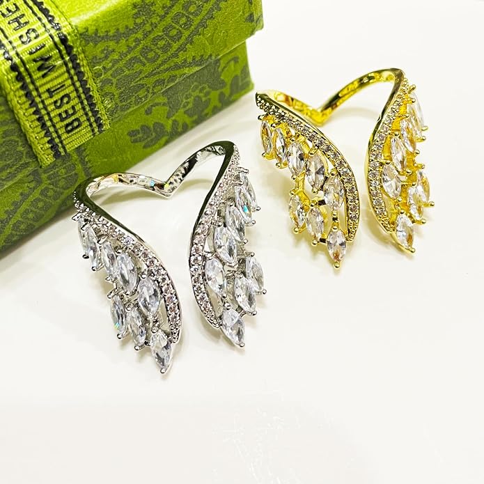 18K Gold Plated Rings for Women and Teen Girls Non Tarnish Cubic Zirconia Fidget Ring Butterfly/Snake/Mesh/Cross/Crown Knuckle Ring Open Adjustable Statement Stacking Chunky Rings