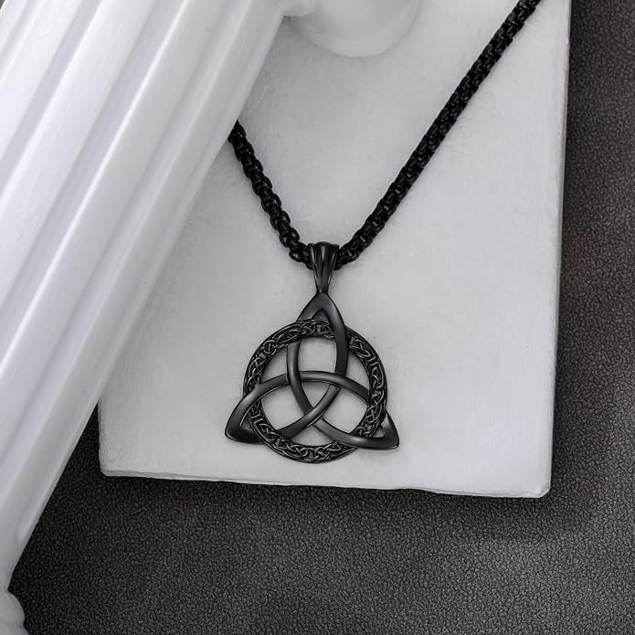 Celtic Necklace for men Sterling Silver Celtic Knot Triquetra Triangle Trinity Necklace Gift for Men