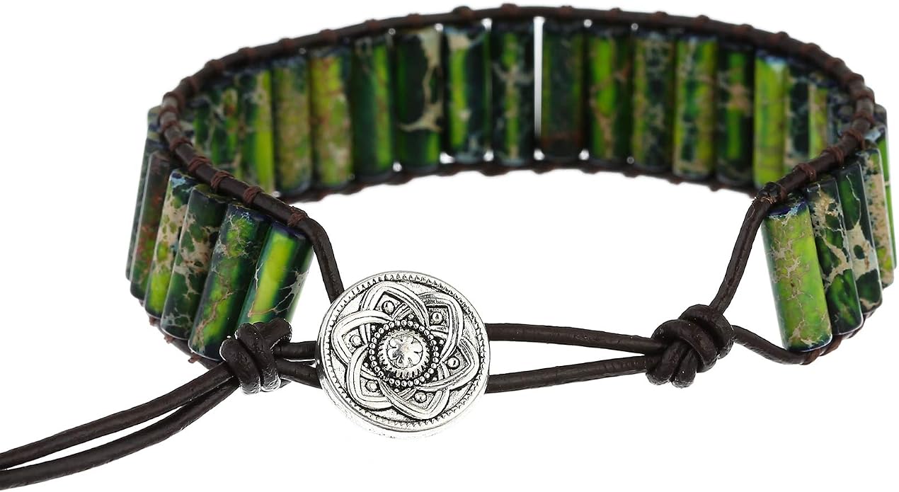 Plumiss Women Boho Handmade Natural Stone Crystal Leather Bead Wrap Bracelets Collection