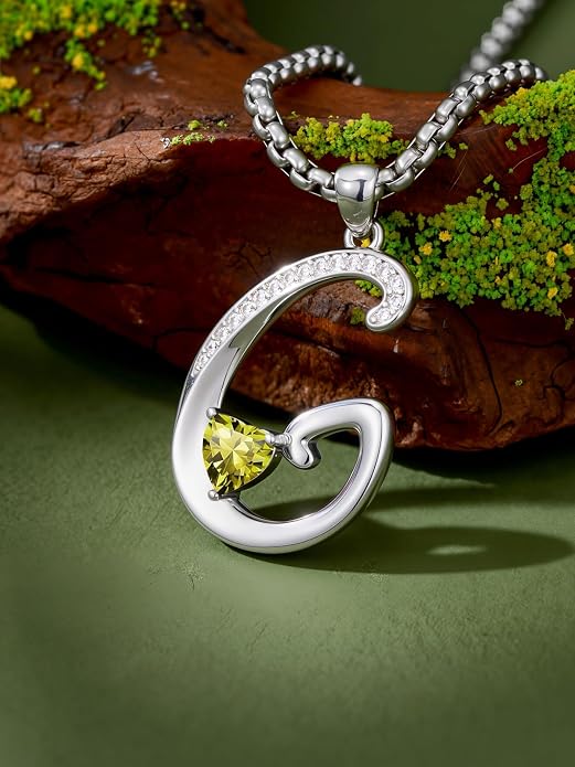 Birthday Gifts for Women Alphabet A to Z Initial Birthstone Pendant Necklaces for Women - 18k White Gold Plated Personalized Name Jewelry Anniversary Graduation Gifts for Wife Her Daughter Girlfriend(with Gift Box)