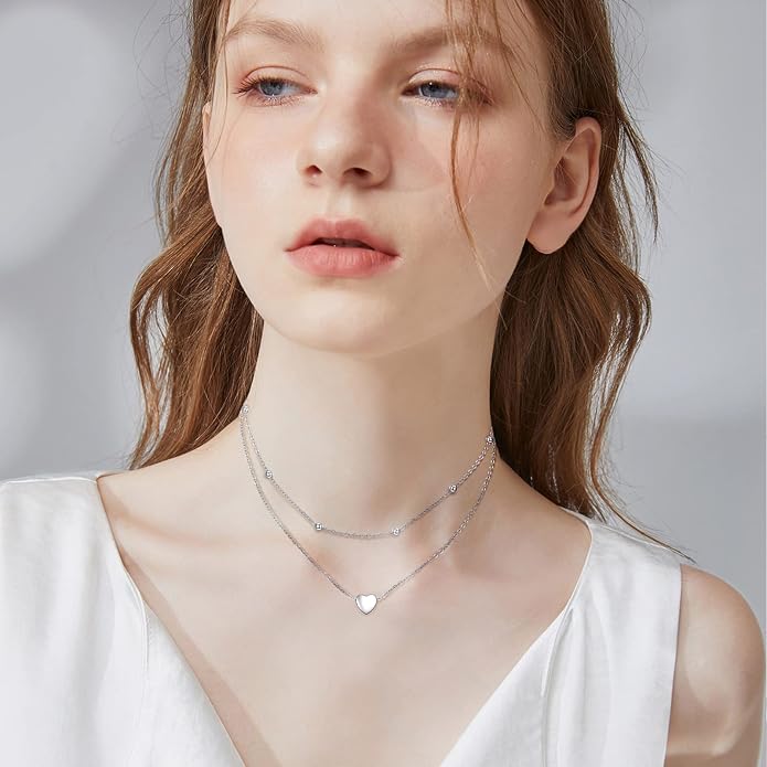 MONGAS Tree of Life/Infinity Cross/Lock and Key/Lotus/Hamsa/Horse/Strawberry/Opal/Lariat/Dragonfly/Heart/Violin Layered Necklace Sterling Silver for Women