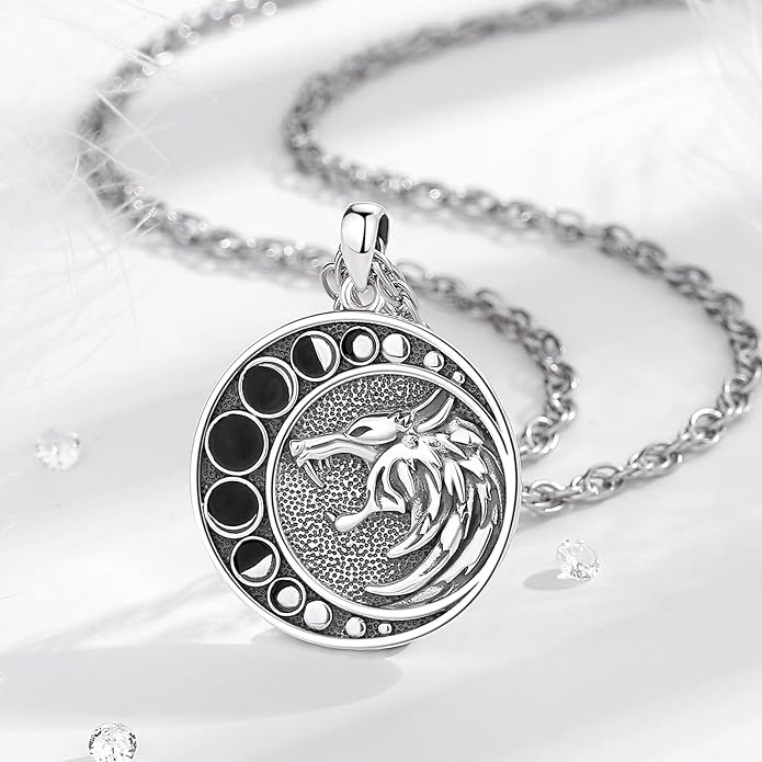 Vito 925 Sterling Silver Viking Necklace for Women Men, Viking Dragon/Wolf/Horse/Tree of Life Pendant Norse Amulet Nordic Jewelry for Men