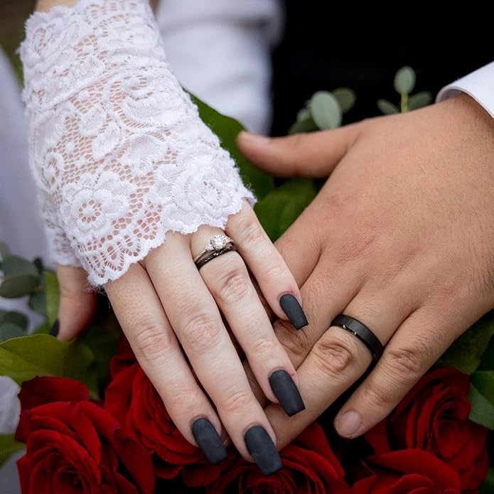 TRUMIUM 2mm 4mm 6mm 8mm Black Tungsten Ring for Men Women Wedding Band Domed High Polish Comfort Fit 4-15