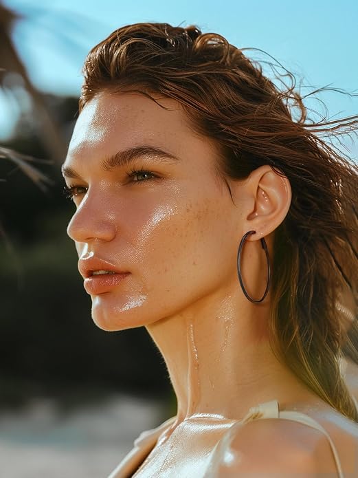 KeyStyle Gold Hoop Earrings for Women, Stainless Steel Hoops Earring Lightweight Loops, 2 mm Thick Hypoallergenic Circle Endless Thin Hoop (20/30/40/50/60/70/80/90/mm)