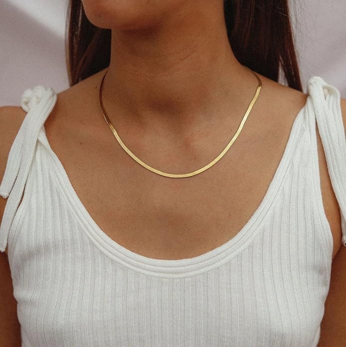 Natural Freshwater Baroque Pearl Necklace 14K Gold Plated Dainty Choker Necklace for Women Girls Snake Chain/Cuban Link/Paperclip/Ball Beaded Chain/Tennis Chain Fashion Jewelry for Gift