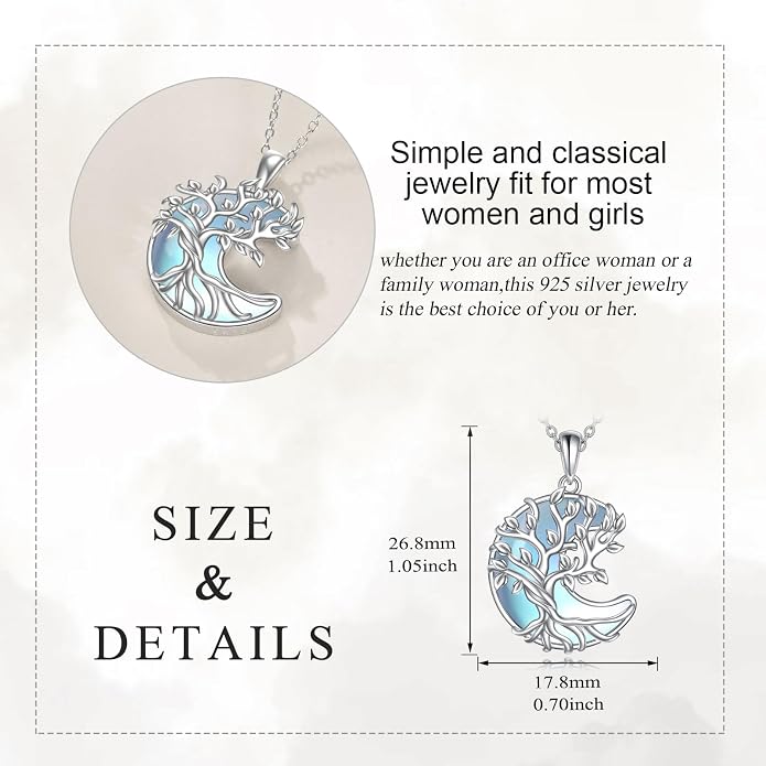 YAFEINI 925 Sterling Silver Moonstone Necklace Filigree Teardrop Pendant Necklace Jewelry for Women Girls