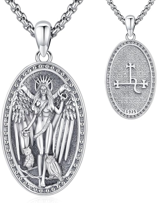 Pentagram Necklace Sterling Silver Triple Moon Goddess/Celtic Knot Witches Knot/Ankh/Sun and Moon/Hecate/Lilith/Santa Muerte/Tetragrammaton Pendant Necklace Pagan Wiccan Magic Egyptian Amulet Jewelry for Women Men