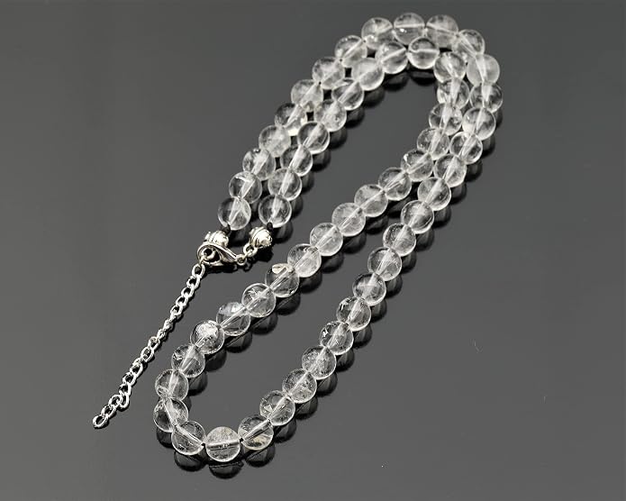 Natural Gemstone Beaded Choker Necklace | 8mm Handmade Adjustable Jewelry for Men & Women | Chakra Balancing Crystal Necklace | Spiritual Gift | Macrame Cord with Extender
