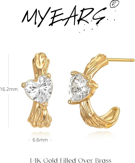 MYEARS Women Hoop Earrings Gold 14K Gold Filled Small Simple Handmade Hypoallergenic Everyday Illusion Jewelry