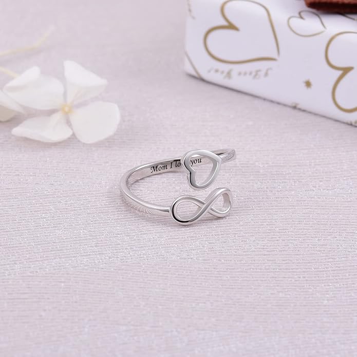 Jinlou 925 Sterling Silver Inspirational Jewelry Rings Adjustable Ring Personality Encouragement Gift for Teens Women