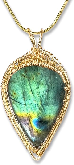 Natural Faceted Labradorite Pendant Necklace – Unique Stone of Magic & Transformation, Iridescent Flash Gemstone Jewelry, Handmade Healing Crystal Gift for Women, Birthday, Anniversary, Spiritual Awakening & Intuition