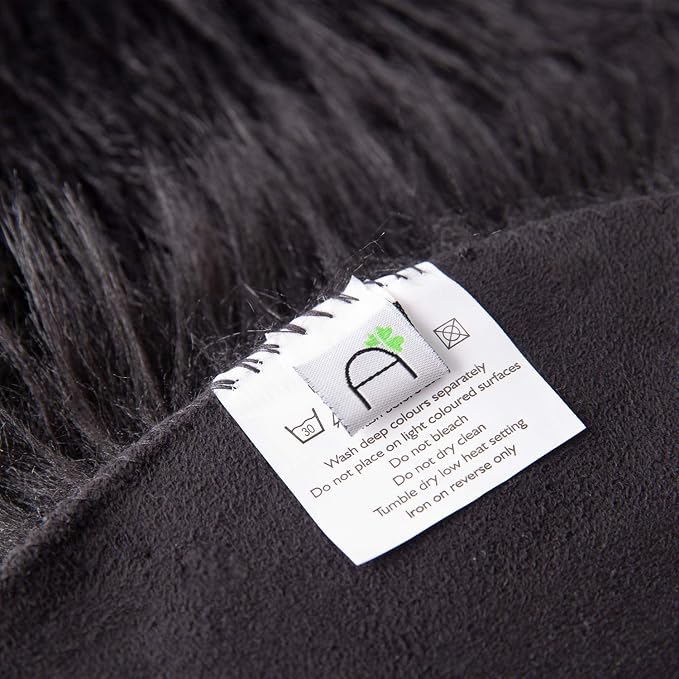 Ashler Faux Fur Rug, Fluffy Shaggy Area Rug Ultra Soft 2.2 x 4 Feet Rectangle Fur Rug, Black Fuzzy Rug Machine Washable Shag Rug, Nursery Decor Throw Rugs for Bedroom, Kids Room, Living Room