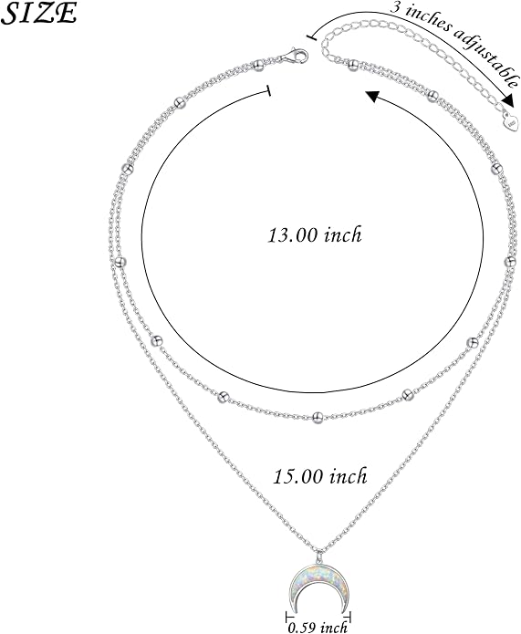 FLYOW Layered Choker Necklace S925 Sterling Silver Star Full Moon Daisy Flower Pendant Disc Jewelry Adjustable Clavicle Necklaces for Women Girls Birthday Gifts