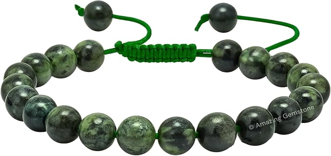 Amazing Gemstone Kambaba Jasper Bracelet, Gifts for Men & Women - Protection Healing Crystal Bracelet - 8mm Gemstone Beaded Adjustable Bracelet, Pulseras para Hombres Mujer Stocking Stuffers