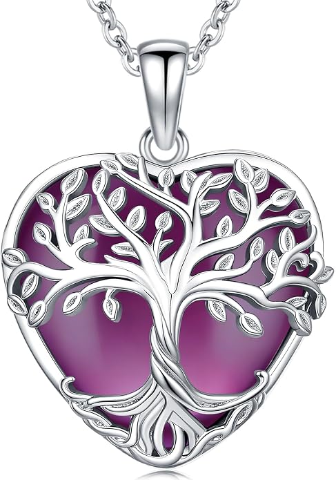 Tree of Life Necklace for Women Moonstone/Turquoise/Amethyst Pendant Boho Necklace Fine Jewelry Gifts for Wife Mom Grandmother