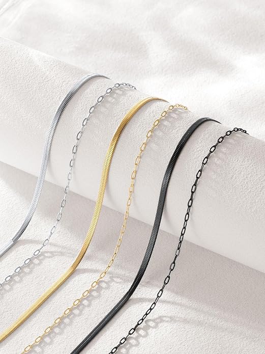 U7 Silver/Gold Ankle Bracelets for Women Layered Chain Anklets Stainless Steel Waterproof Summer Beach Anklet Cham, Adjustable 8.5"-10.5"