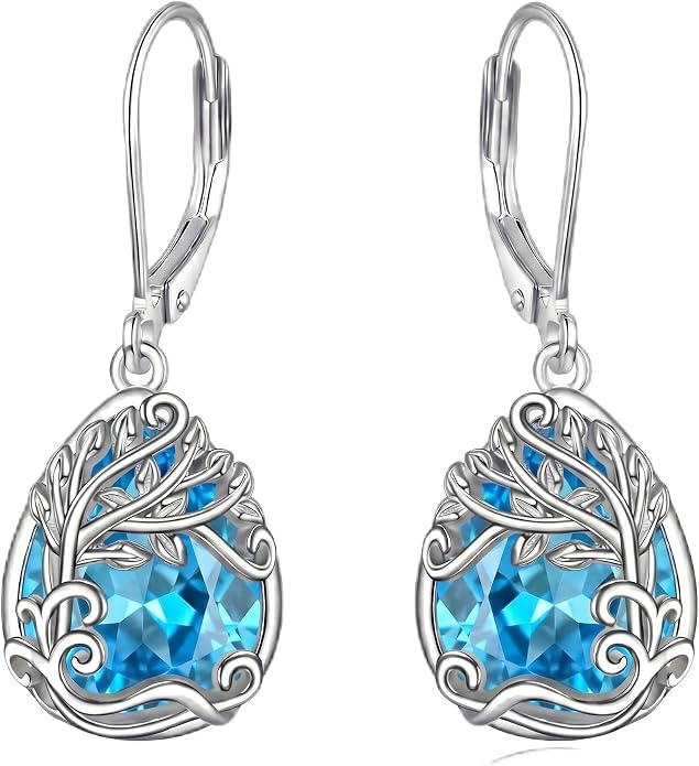 Teardrop Tree of Life/Filigree Earrings for Women Dangle Leverback Earrings Jewelry Gift Anniversary For Her