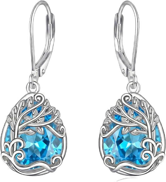 Teardrop Tree of Life/Filigree Earrings for Women Dangle Leverback Earrings Jewelry Gift Anniversary For Her