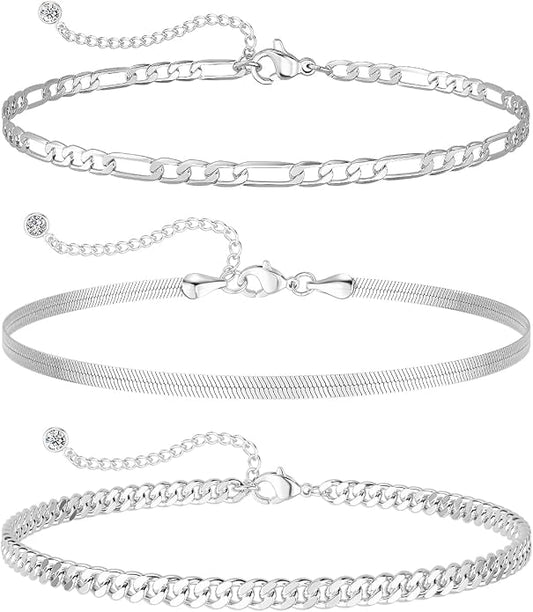 DEARMAY Gold Anklets for Women Waterproof, Non Tarnish14K Gold Plated Ankle Bracelets Set Stack, Summer Beach Jewelry Gifts for Vacation, Bikini Outfits for Women Mom Her