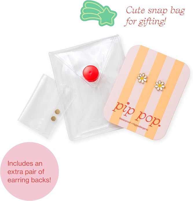 Colorful Stud Earrings - Gold, hypoallergenic, flat back earrings, all-day comfort for sensitive ears