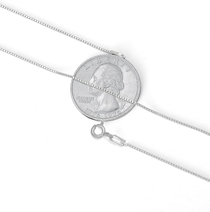 ASHINE "Pendant Ready Sterling Silver Box Chain Necklace for Women, 1mm 0.8mm Dainty & Sturdy 925 Silver Necklace Available in 16-36 Inch