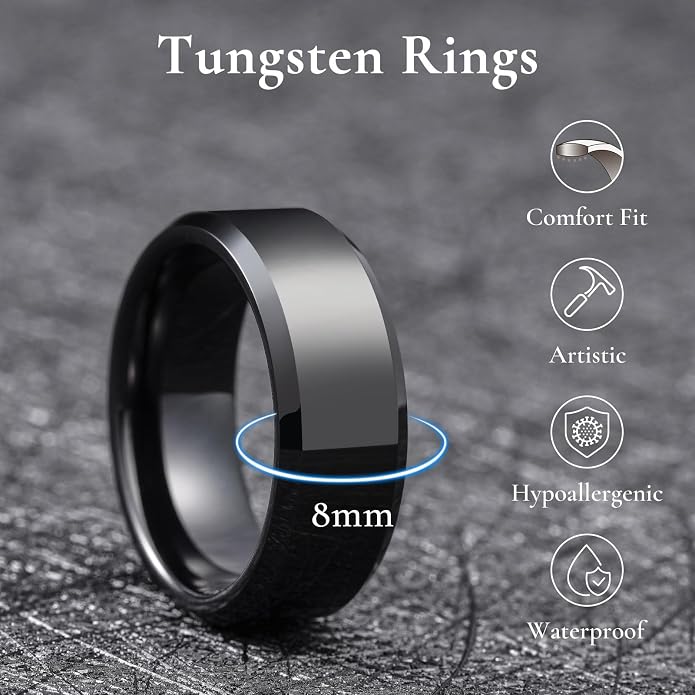 King Will BASIC Men Women 4mm/5mm/6mm/7mm/8mm Titanium Rings Polished Wedding Band Engagement Anniversary Band Comfort Fit