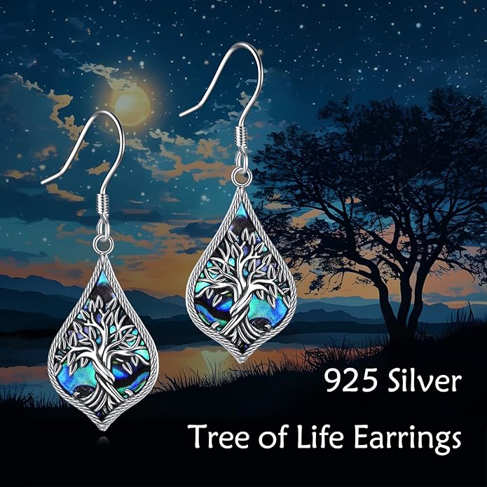 TIGER RIDER Abalone Shell 925 Sterling Silver Dangle Earrings Lightweight Filigree Dangle Drop Earrings for Women