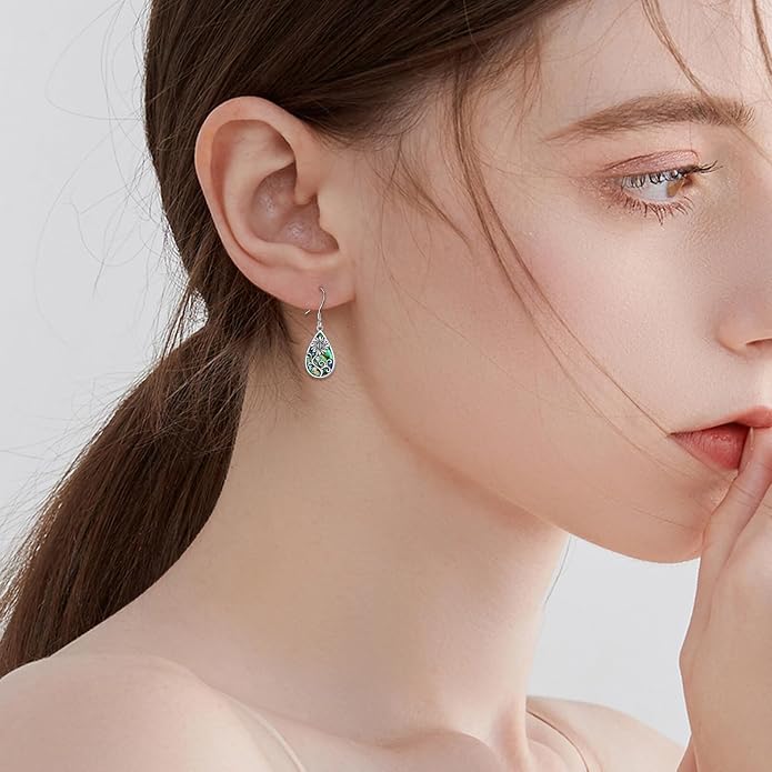 AOBOCO Teardrop Dangle Earrings for Women 925 Sterling Silver Moonstone Flower Filigree Leverback Jewelry Birthday