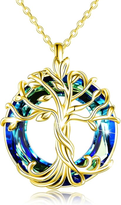 TOUPOP Tree of Life Necklace Gifts for Women 925 Sterling Silver Family Tree Pendant with Crystal Birthday Irish Jewelry Gifts for Women Her Wife Mom