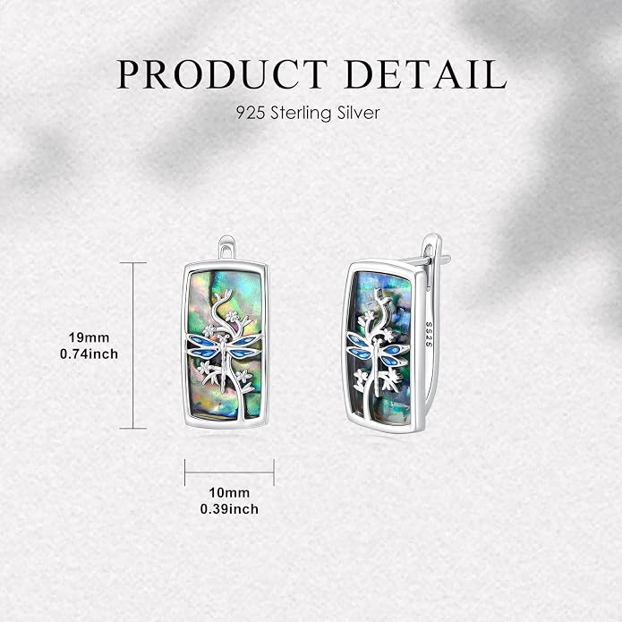 PROESS Abalone Shell Holy Mountain/Mustard Seed/Animal Earrings 925 Sterling Silver Mountain Jewelry Animal Lovers Gifts for Women