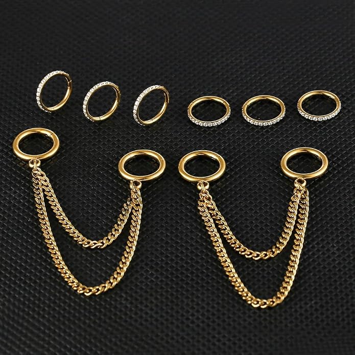 Casvort 14G Seamless Septum Piercing Rings Segment Tragus Hoop Rings 316 Surgical Stainless Steel Helix Ring Stacks for Stretched Ear Lobe Clickers Ear Hangers Body Jewelry