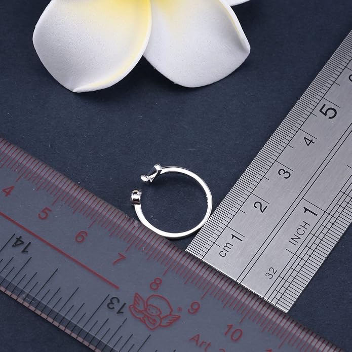 VIKI LYNN 925 Sterling Silver Rings Size 4.5 Adjustable Initial Letter Ring with Cubic Zirconia-Personalized Gifts for Women